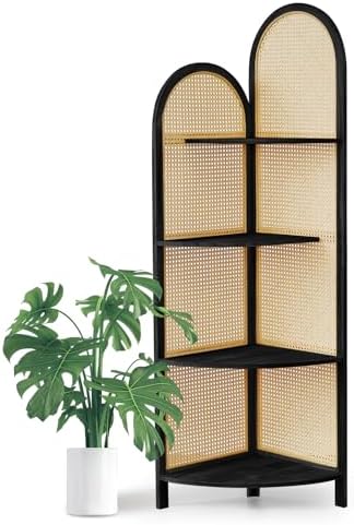 Asnefeli 4-Tier Corner Shelf Stand with Legs Black