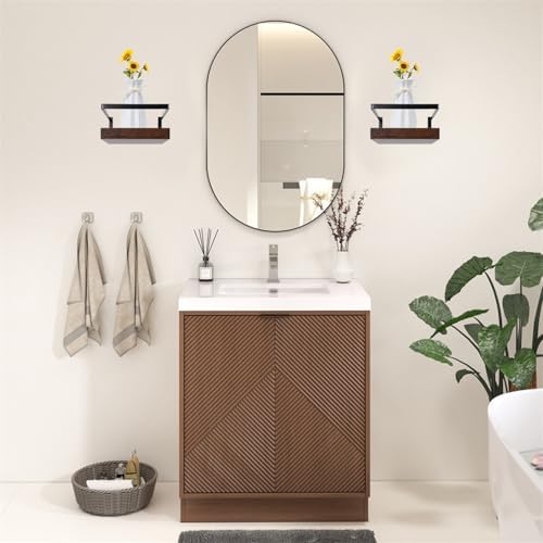 ARTORA Wall Mounted Plant Holder Wooden Floating Shelf with Invisible Bracket and Guardrail