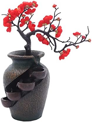 Decorative Indoor Tabletop Fountain with Simulation Tree Flowers