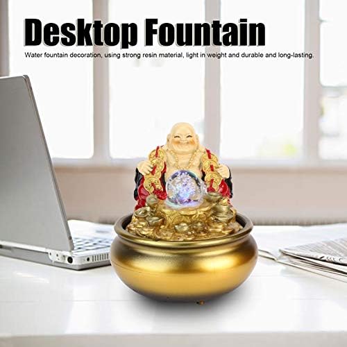 Golden Desktop Fountain with LED Light and Crystal Ball