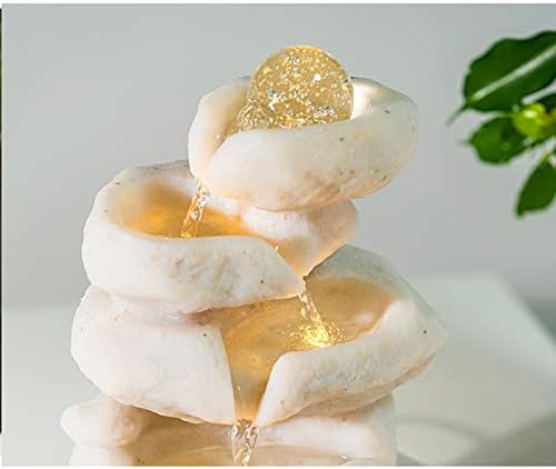 Waoceo Tabletop Fountain with LED Lights and Waterfall Design