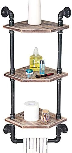MBQQ Industrial Pipe Shelf 3 Tiered Floating Wood Decor