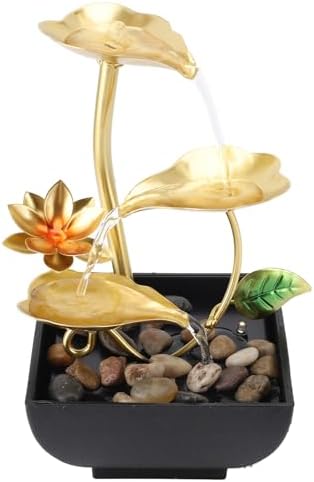 Zerodis Tabletop Waterfall Fountain with LED Light and Adjustable Flow