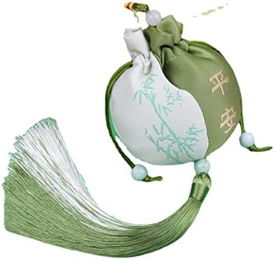 4 Pcs Empty Scent Sachet Bags with Drawstring Green Brocade