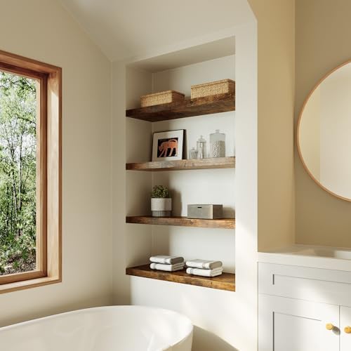 Dumekko Set of 3 Large Floating Shelves Rustic Brown