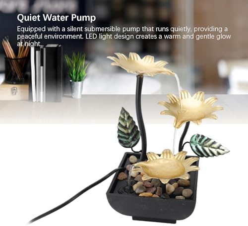 Tomotato Tabletop Fountain with Adjustable Flow and LED Light
