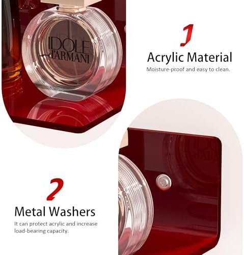 9 Inch Red Acrylic Wall Shelf 2 Pack