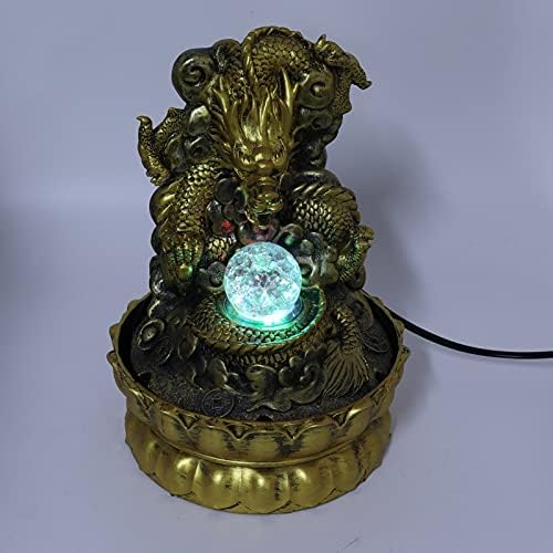 KIMISS Elegant Dragon Statue LED Desktop Water Fountain