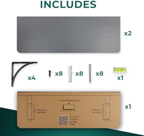 Willowy Reinforced Steel Bracket Wall Shelves Set of 2