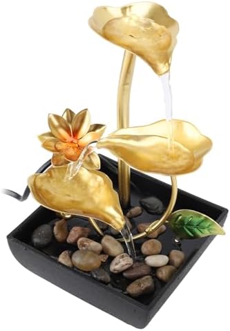 Zerodis Tabletop Waterfall Fountain with LED Light and Adjustable Flow