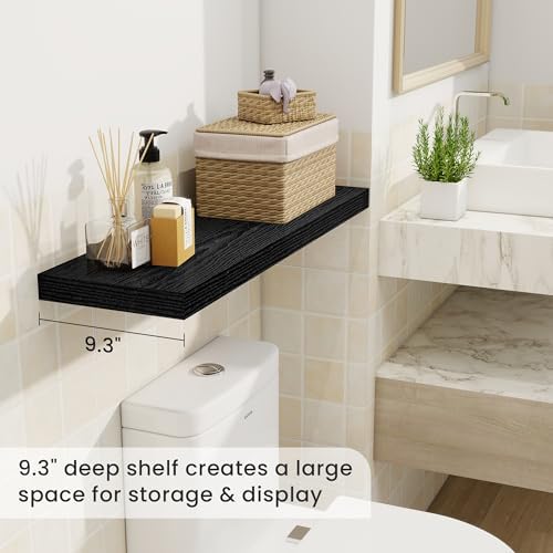 Fun Memories Floating Shelves Wall Mounted 32 Inch Black Set of 2