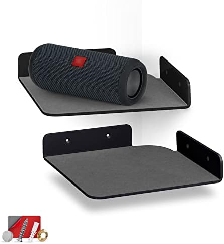 BRAINWAVZ 2 Pack 8 Inch Corner Floating Shelf Black