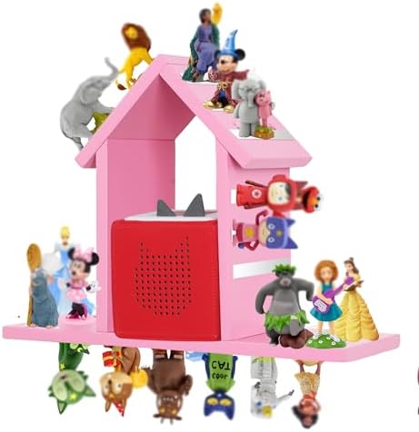 For Tonies Figures Magnetic Shelf Organizer Holder Pink Pine Wood Large