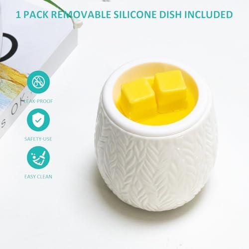 Dialans Wax Melt Warmer Ceramic Burner with Silicone Dish