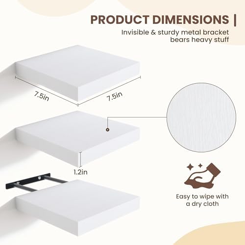 Fun Memories Set of 3 75 Inch Floating Shelves White