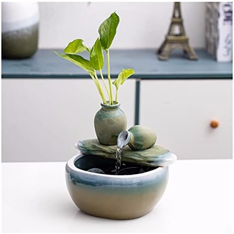 Grey Ceramic Tabletop Fountain for Indoor Home Decoration