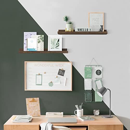 Forbena Rustic Picture Ledge Shelf Set of 4 Dark Brown