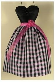 Mini Gown Sachet Black Pink Plaid