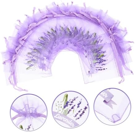Mobestech 20pcs Lavender Sachets Breathable Drawstring Bags for Home Fragrance Storage