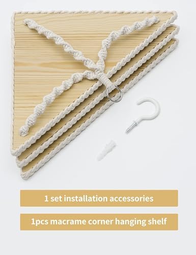 Mazjoaru 3 Tier Corner Shelves Boho Hanging Decor Organizer