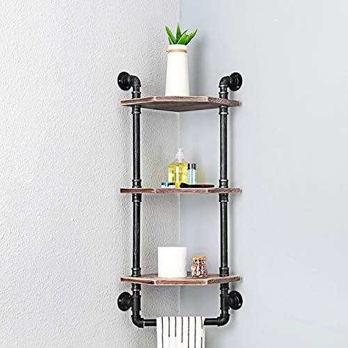 MBQQ Industrial Pipe Shelf 3 Tiered Floating Wood Decor