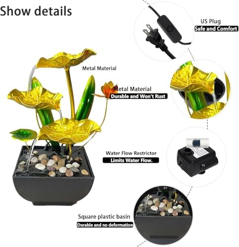 Mini Lotus Waterfall USB Tabletop Fountain with Rocks