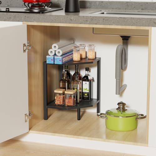 Greso Hom Corner Shelf Stand 2 Tier Black