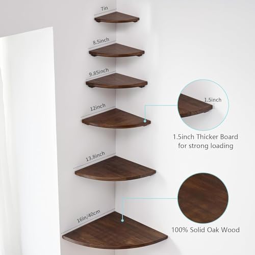 9-inch Walnut Floating Corner Shelf Wall Mount