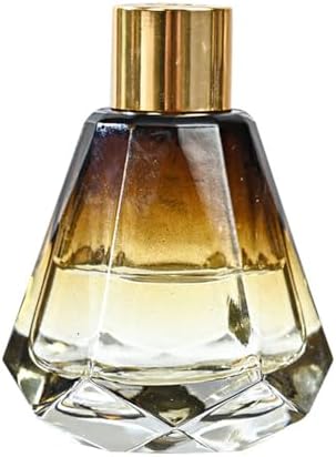 2Pcs Amber Diamond Shape Glass Diffuser Bottles with Gold Lid