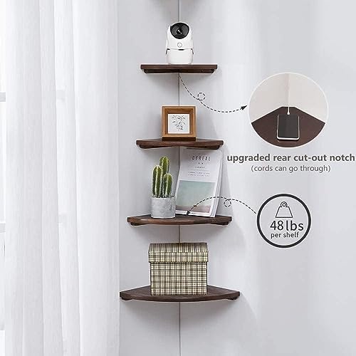 9-inch Walnut Floating Corner Shelf Wall Mount
