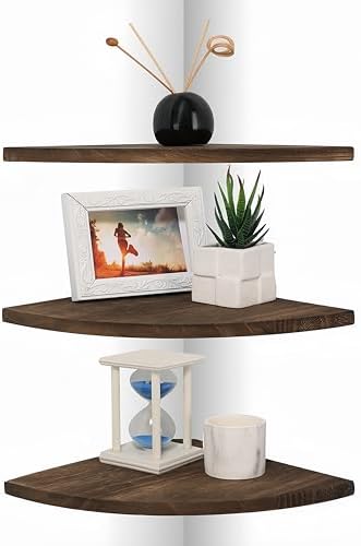Wood Corner Floating Shelves with Cable Raceway 10 Inch