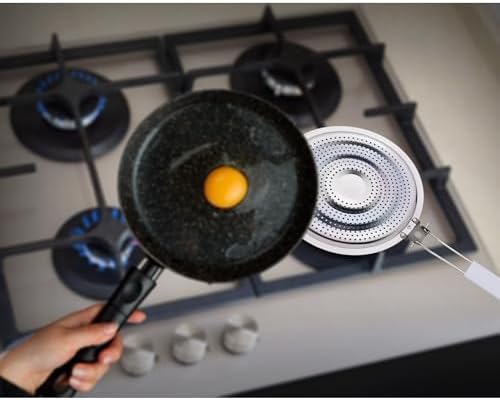 HIC Kitchen Heat Diffuser Reducer with Handle Stainless Steel Set of 2