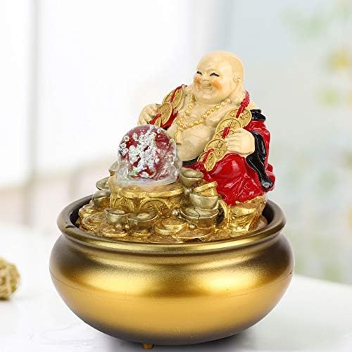 Golden Desktop Fountain with LED Light and Crystal Ball