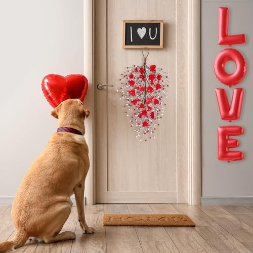 24 Heart Shaped Valentines Day Artificial Swag Wall Hanging