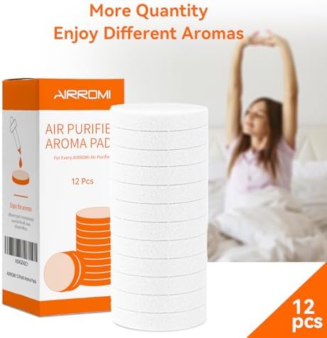 AIRROMI Aromatherapy Cotton Pads for A2001 A2002 A2005 Air Purifiers 12-Pack