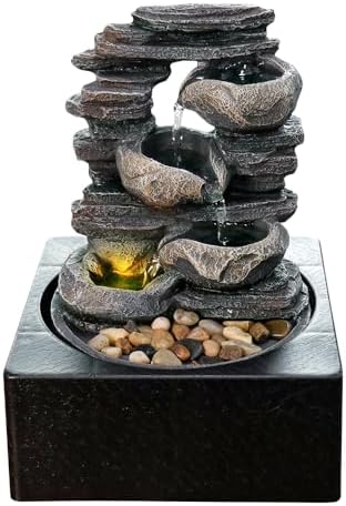 Natural Rock Tabletop Waterfall Fountain for Home Office Decor