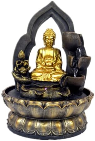Happyyami 110v Resin Buddha Waterfall Fountain Tabletop Decor