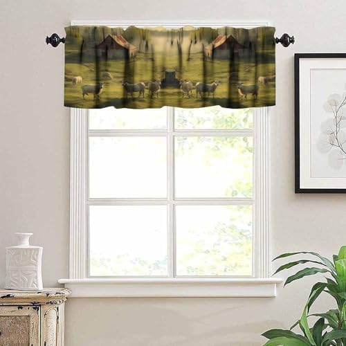 Country Farm Valance with Windmill Print 54x18in