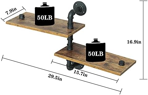 MAIKAILUN 2 Tier Industrial Shelves Wall Mounted