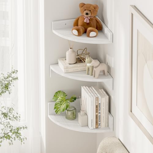 Alsonerbay White Corner Shelf Wall Mount Set of 3