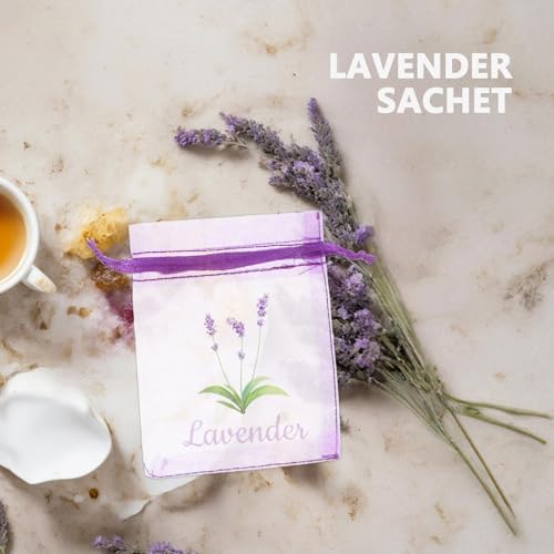 LOGOFUN 20PCS Lavender Drawstring Pouches for Home Fragrance