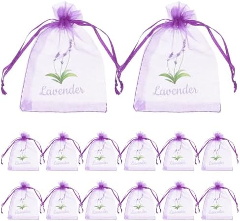 LOGOFUN 20PCS Lavender Sachet Drawstring Bags - Dark Purple