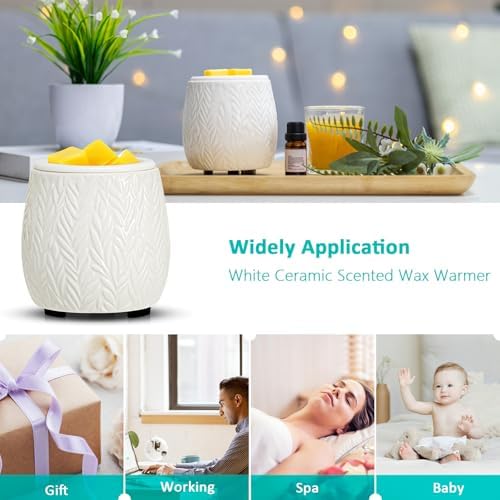Dialans Wax Melt Warmer Ceramic Burner with Silicone Dish