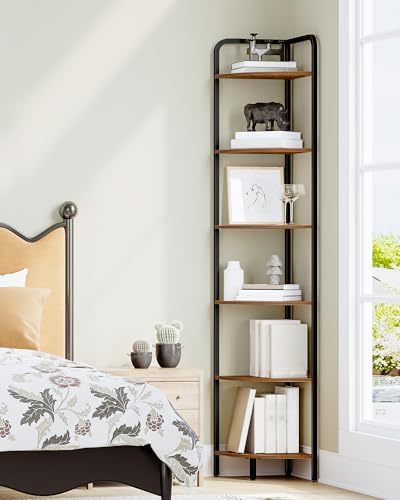 Corner Shelf Stand with 6 Tiers and Metal Frame
