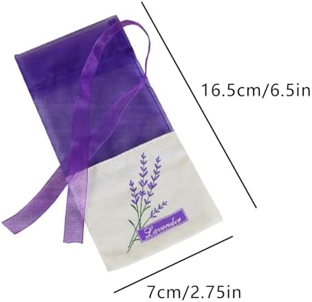 Lavender Sachet Bags - 12 Pack Refillable Organza Drawstring Pouches