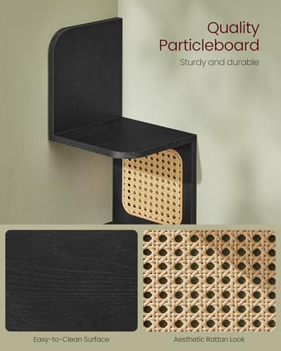 VASAGLE 5-Tier Corner Shelf with PVC Rattan Sides
