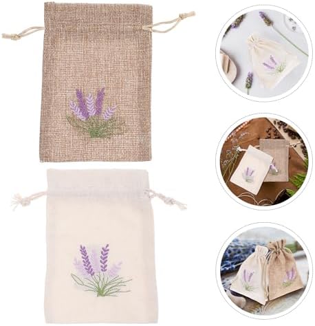 LOGOFUN 12pcs Imitation Linen Sachet Bags with Drawstring