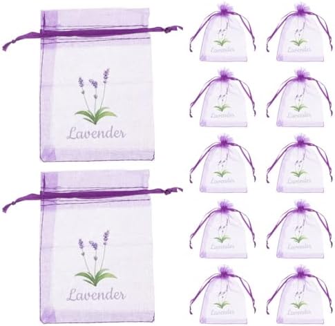 LOGOFUN 20PCS Lavender Sachet Drawstring Bags - Dark Purple