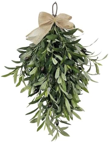 24 Inch Artificial Olive Teardrop Wreath Pendant