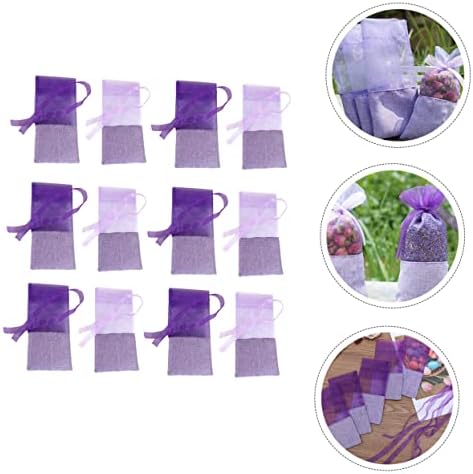 24pcs Lavender Scented Sachet Bags Drawstring Organza Pouch